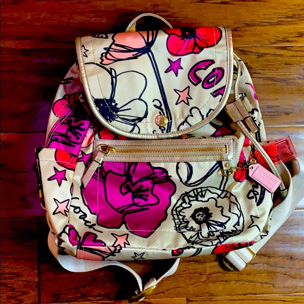 COACH KYRA FLORAL POPPY PRINT BACKPACK